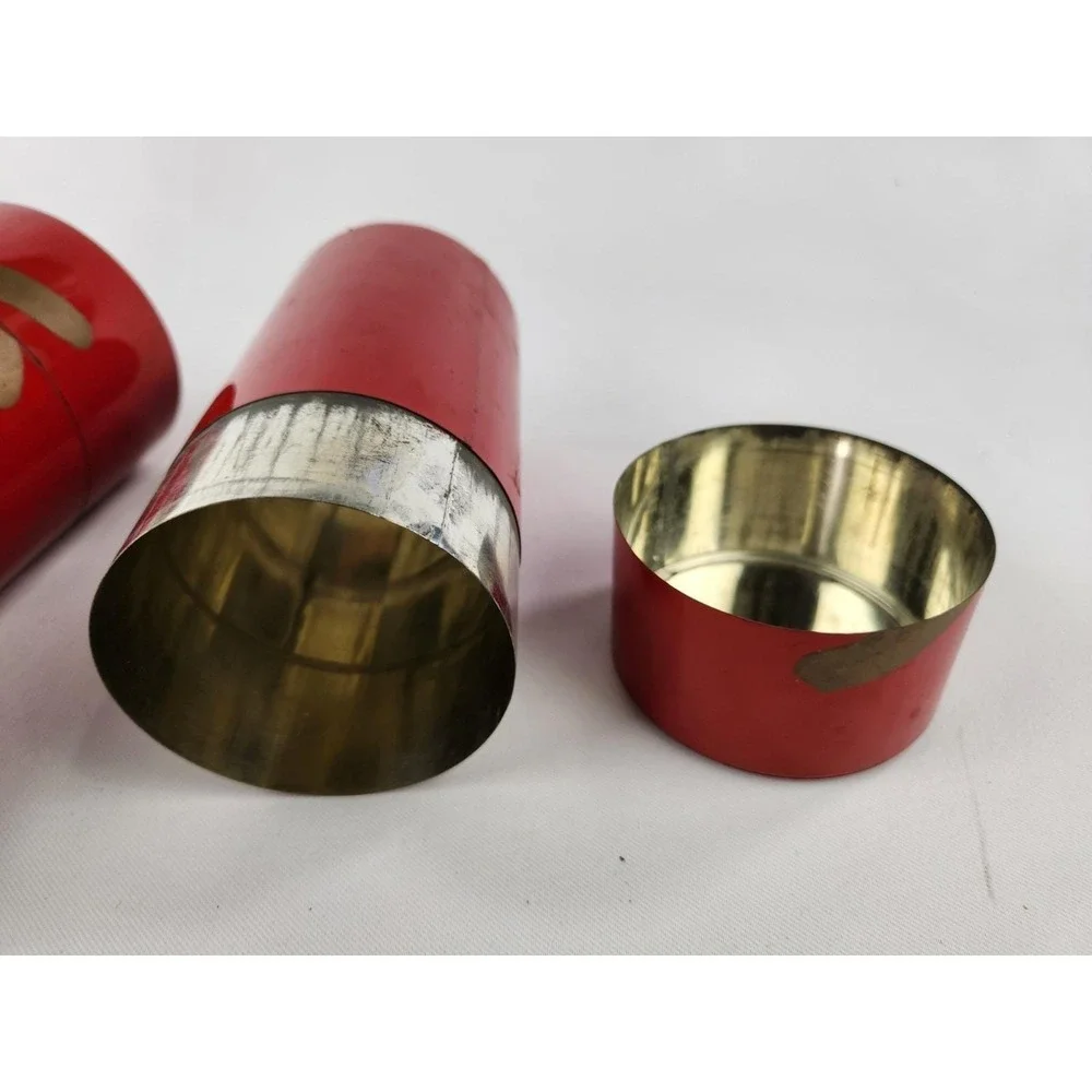 Vintage‎ Metal Nesting Canisters Set 3 Japanese Tole Tea Japan Red Hand Painted